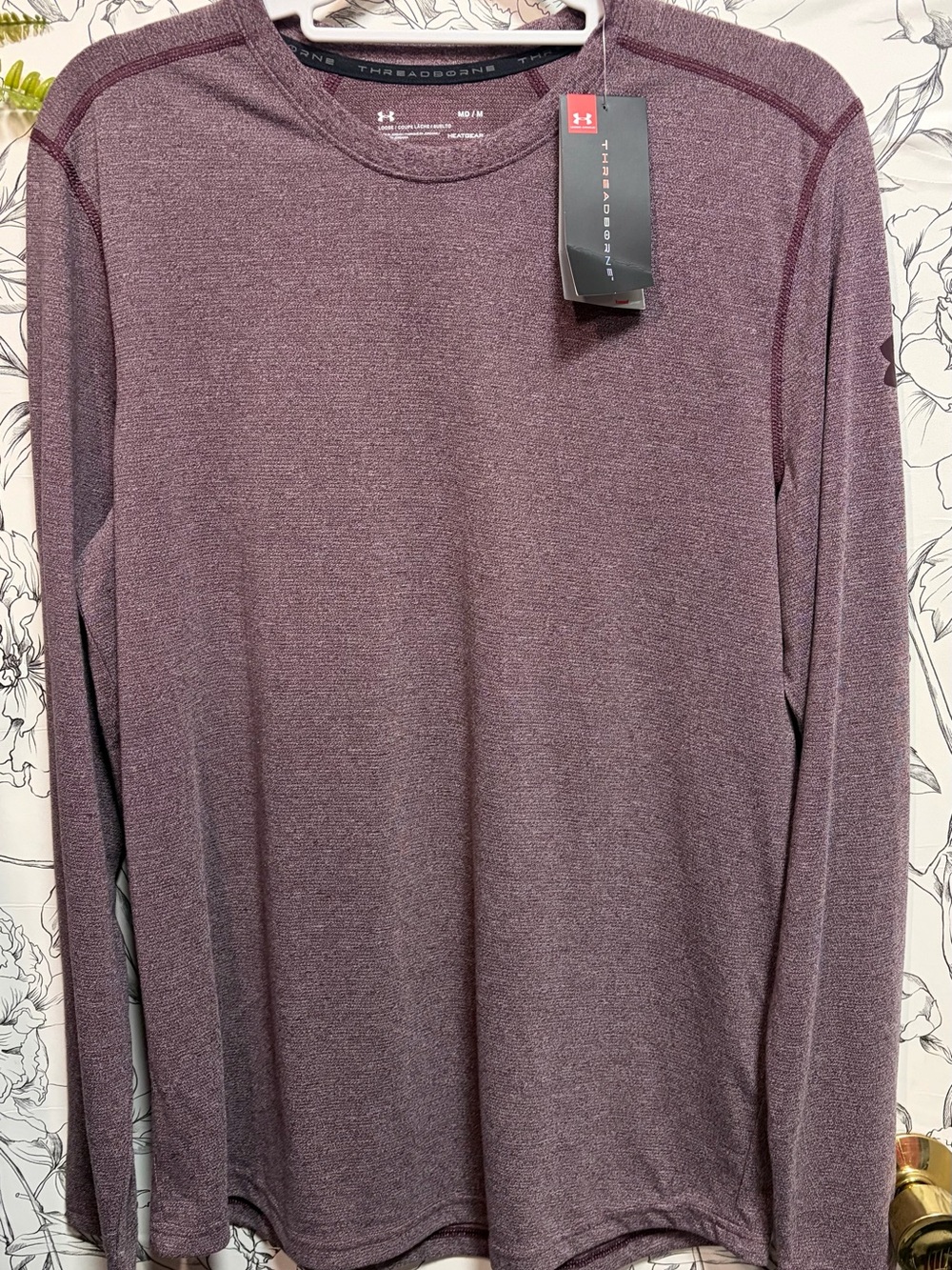 NWT Under Armour Men's Long Sleeve Heathered Plum Performance Tee